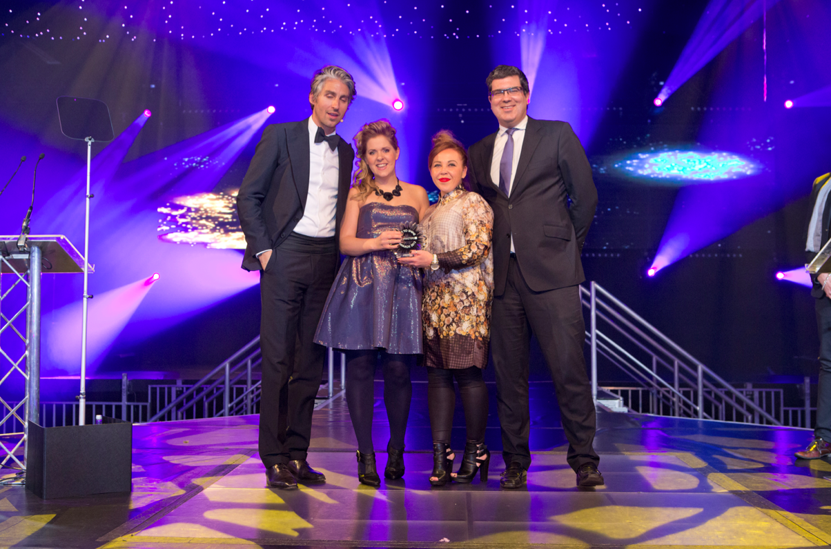 Womens Image Award winners - Michelle Walker and Ida Askevold Gustavsen from Lillestrom, Norway, George Lamb & Kenneth Cambell, General Manager of LOreal Professionnel
