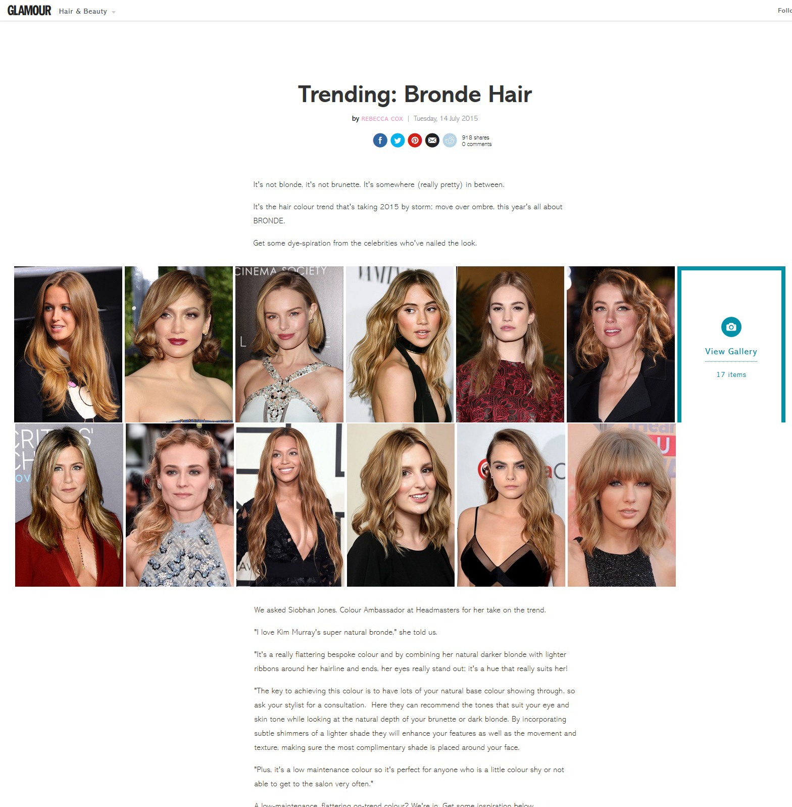 blonde hair glamour magazine